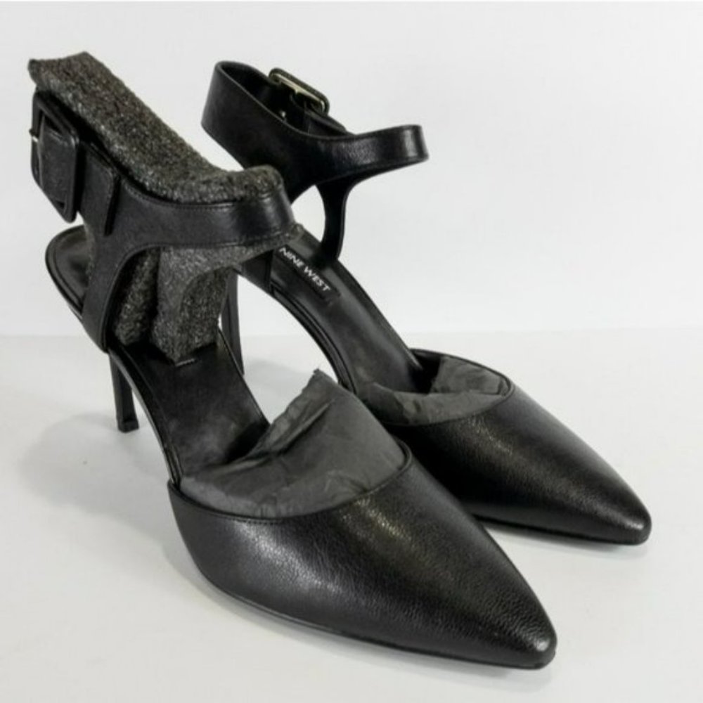 Nine West Elisabeti Leather Pointed Toe Formal Slingback Sandals - Picture 5 of 7